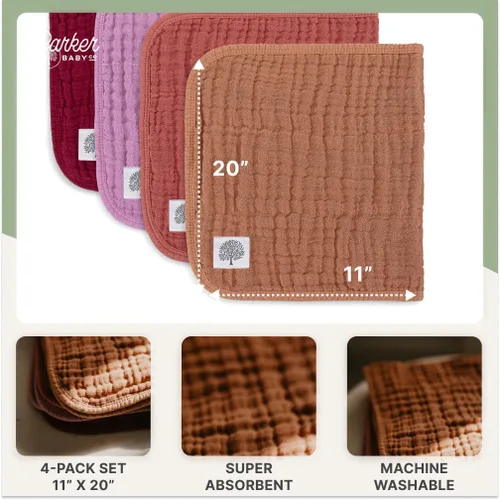 Miniatura 4 de Parker - Paños de muselina para eructos Ropa para eructos 100% algodón, esencial para recién nacidos, lista de regalos de bebé imprescindibles