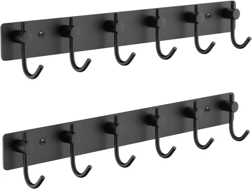 Miniatura 35 de VAEHOLD Ganchos de Pared para Abrigos Montados en Pared, Perchero con 6 Ganchos Dobles para Colgar Toalla Sombrero Abrigo Bata Bolsa Llave para Baño