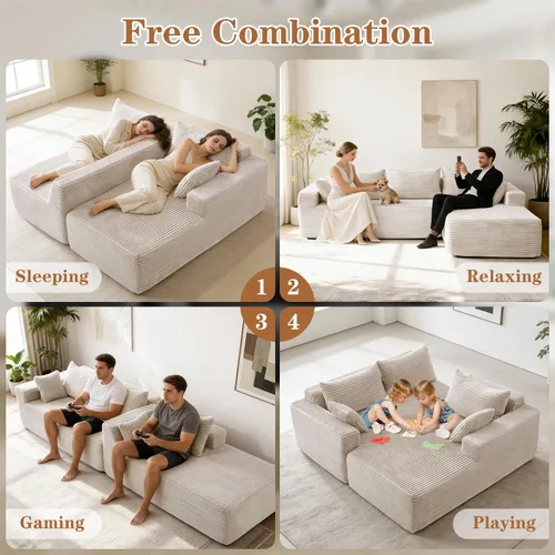 Miniatura 7 de PARKOL Sofá modular Cloud de 105 pulgadas con diván en forma de L, moderno sofá modular con asiento profundo, sofás tapizados para sala de estar