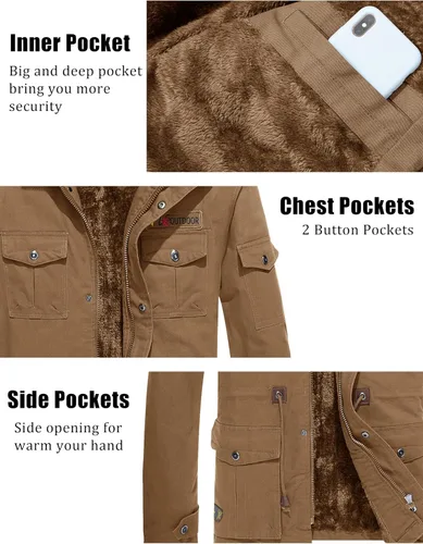 Miniatura 5 de MAGCOMSEN Men's Winter Coat Military Jacket Fleece Lined Parka Cotton Cargo Jacket