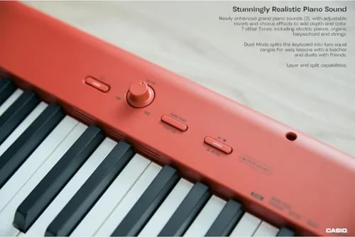 Miniatura 3 de Casio CDP-S160 - Piano digital de 88 teclas con peso y teclado de acción de martillo escalado Modo dúo para estudiantes Sensación realista, Rojo