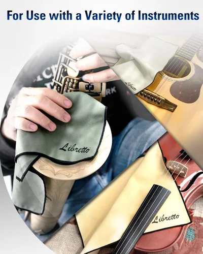 Miniatura 5 de Libretto Paño de microfibra para pulir instrumentos musicales, 3 tamaños en 1 paquete, producto de limpieza para guitarra y bajo, gris, sin pelusa