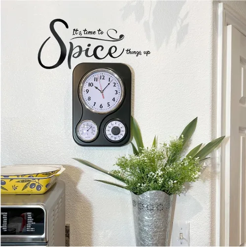 Miniatura 4 de Lily's Home - 9.5 pulgadas x 12.5 pulgadas - Reloj de pared retro para cocina, reloj de pared vintage con termómetro y temporizador de 60 minutos