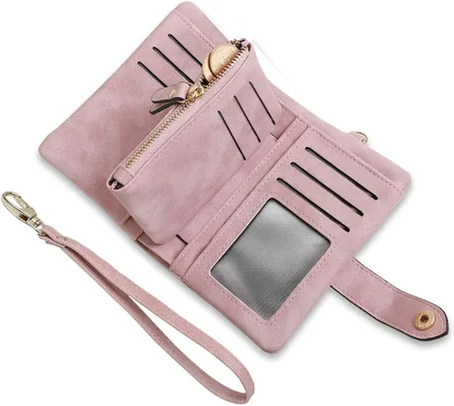 Miniatura 11 de AOXONEL Women's Small Bifold Leather wallet Rfid blocking Ladies Wristlet with Card holder id window Coin Purse