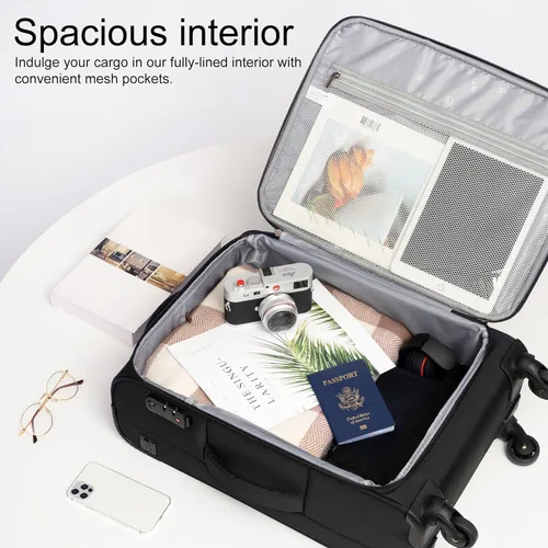 Miniatura 3 de Coolife Maleta de equipaje de mano con ruedas, bolsa de viaje ligera con ruedas (azul, de mano de 20 pulgadas)