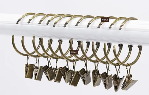 Miniatura 2 de Yrhrol 40 clips de cortina que se abren con anillos, latón antiguo de 1.26 pulgadas, clip decorativo de metal fuerte para cortina, anillos de clip