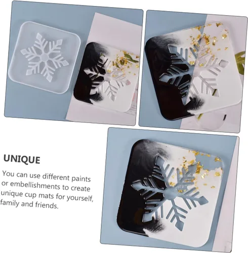 Miniatura 9 de CORHAD 1 posavasos de copo de nieve de silicona hueca para tapete de copa, posavasos de copo de nieve antiadherente, fácil de limpiar