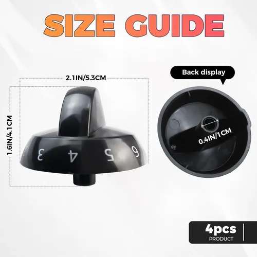 Miniatura 2 de Paquete de 4 perillas de quemador superior 316220009, repuesto para Crosley, Frigidaire, Tappan, repuesto PS199153, AP4322122, 1379610 AH1991531