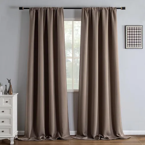 Miniatura 80 de IGEMAEVE Cortinas 100% opacas de 108 pulgadas de largo para dormitorio, juego de 2 paneles de cortinas opacas con bolsillo para barra y pestaña