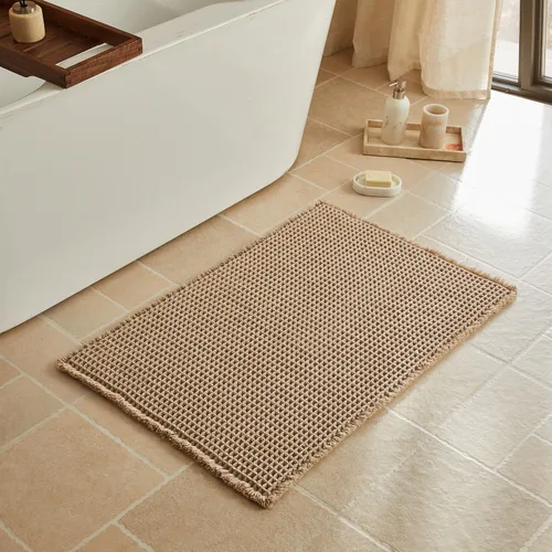 Miniatura 67 de Triohero Tapete de baño con diseño de gofre, tapete de baño pequeño y bohemio, antideslizante, lavable, ultra suave, súper absorbente, de secado