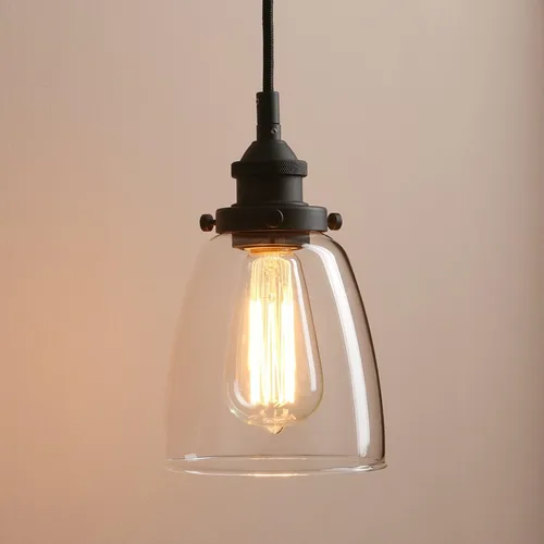 Pathson Lámpara colgante de estilo rústico ovalado de 5.6 pulgadas de diámetro con tapa de base de metal y cable textil ajustable, lámpara colgante