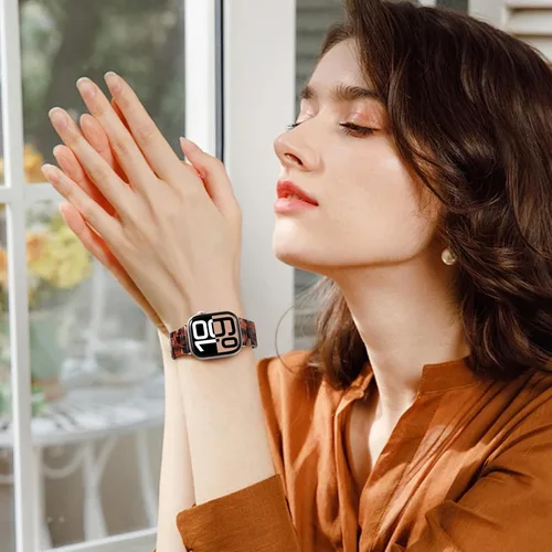 Miniatura 8 de Lerobo - Banda de resina compatible con Apple Watch Series 11/10/9/8/7 de 38mm 40mm 41mm 42mm 44mm 45mm 46mm 49mm, correa ligera de moda para iWatch
