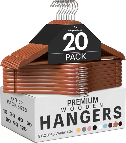Miniatura 22 de Utopia Home Perchas de madera de alta calidad, paquete de 20 – Percha duradera y delgada – Percha para trajes con gancho giratorio de 360 grados