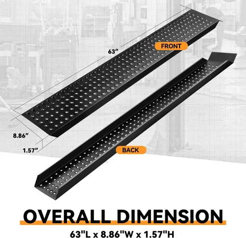 Miniatura 6 de Auto Dynasty Rampas de carga de acero resistentes de 63" x 9", capacidad de 880 LBS para motocicletas, remolques, rampas de acero para camionetas