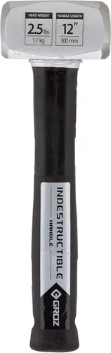 Miniatura 3 de Groz Martillo de palo de cara suave, cabeza de 2.5 libras, mango indestructible de 12 pulgadas, cabeza forjada de 30 HRC, agarre de goma vulcanizada