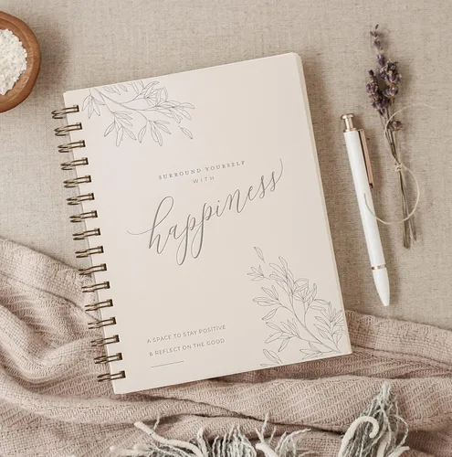 Miniatura 2 de Diario guiado de felicidad para mujeres; manifiesta crecimiento personal en 5 minutos al día; diario Larkspur Blue Surround Yourself with Happiness