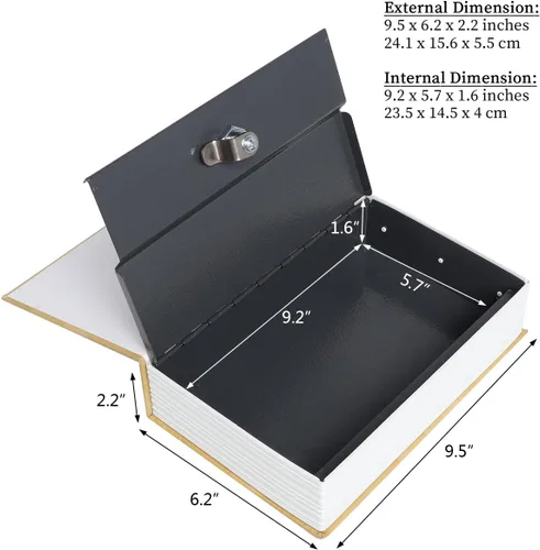 Miniatura 3 de Decaller Caja fuerte para libros con cerradura de llave, caja secreta de metal oculta para seguridad del hogar, dinero y joyas, 9.5 x 6.2 x 2.2