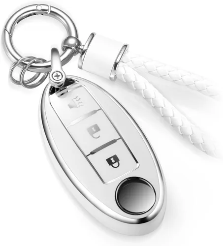 Miniatura 29 de Funda para llavero Nissan con llavero de cuerda trenzada de metal de lujo, funda suave mejorada para llave Nissan (solo 3 botones)