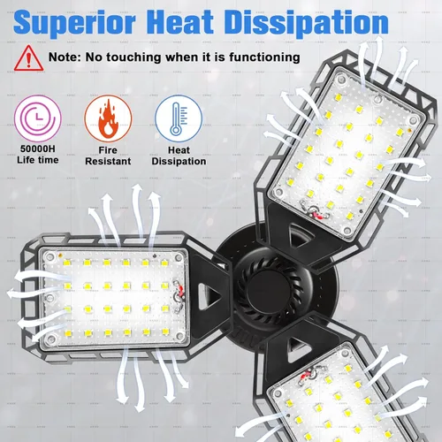 Miniatura 3 de Aoretic Luces LED para garaje, 1 paquete de 80 W, 8000 lm 6500 K, luz LED de tienda con 3 paneles deformables, luz de granero de sótano, luces