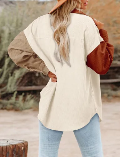 Miniatura 5 de Magritta Camisas de manga larga con cuello en V y botones para mujer, blusas de gran tamaño con bolsillos