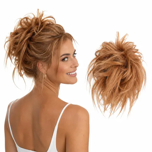Miniatura 24 de CAISHA Prettyshop - Banda elástica XXL tipo postizo de cabello voluminoso ondulado, ideal para peinados recogidos de novias o rodetes desaliñados