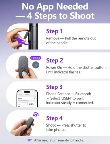Miniatura 8 de LISEN [0.01s-abierto] Trípode de teléfono para iPhone, trípode para selfie stick de 67 pulgadas con control remoto, soporte de trípode extensible