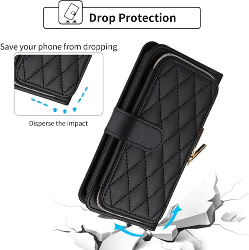 Miniatura 6 de Funda de Cartera para Samsung Galaxy S20 FE 5G de 6.5 Pulgadas con Correa para Muñeca, Billetera con Cremallera y más de 9 Ranuras para Tarjetas