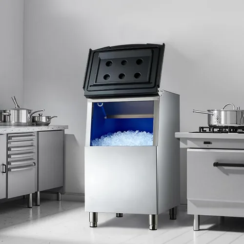 Miniatura 8 de VEVOR Cubo de almacenamiento de hielo, capacidad de 250 libras, contenedores de almacenamiento de hielo de acero inoxidable con filtro y patas