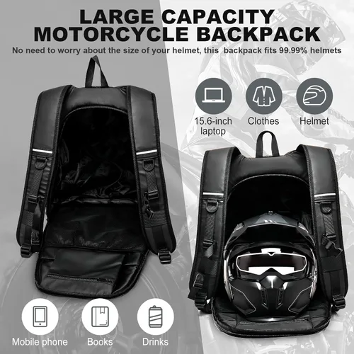 Miniatura 4 de Mochila para Casco de Motocicleta, Mochilas Impermeables para Montar para Hombres, Accesorios para Motocicletas, Bolsas de Montar en Moto, Mochilas