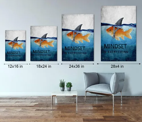 Miniatura 5 de Mindset is Everything - Lienzo motivacional para la oficina, arte de pared con citas inspiradoras de emprendedor, impresión de póster para sala