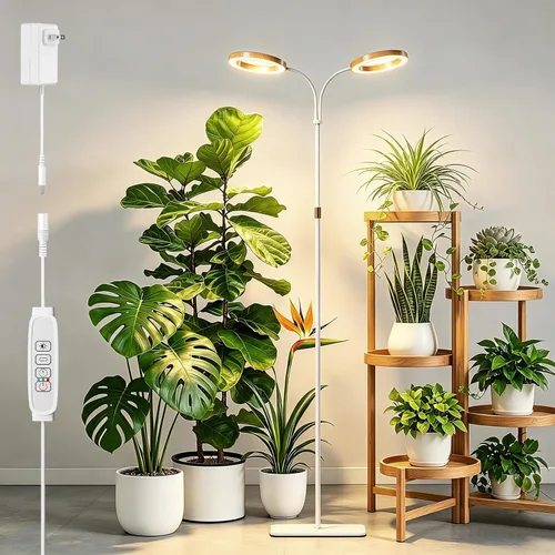 Miniatura 11 de SDOVUERC Luz de crecimiento de espectro completo con soporte para plantas de interior, luz de plantas de suelo, temporizador de 6/12/18H, 3 modos