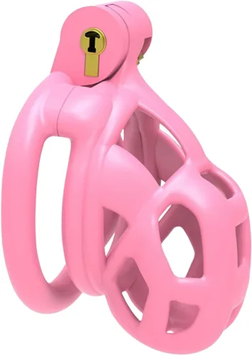Miniatura 8 de Jaula de castidad rosa 2.0 dispositivo de castidad masculina con 4 anillos de resina ligera jaula de castidad para hombre pene ejercicio de bondage