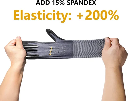 Miniatura 4 de Tarantula Guantes de trabajo de seguridad para uso general, recubiertos de nitrilo, 12 pares, guantes de nailon transpirable de punto sin costuras