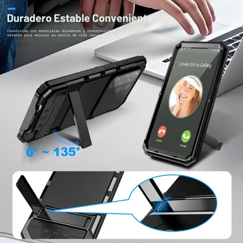 Miniatura 3 de Simicoo Funda de metal militar resistente compatible con Samsung Galaxy S26 Ultra protección contra caídas, cubierta de metal resistente con Negro