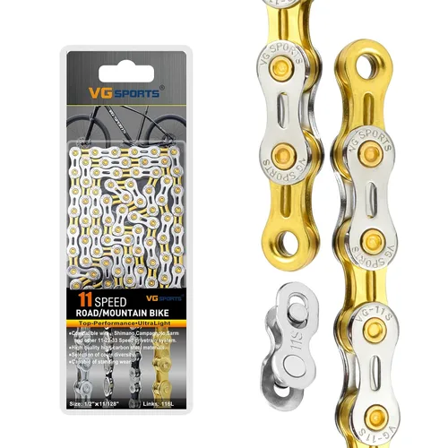 Miniatura 15 de VG SPORTS Cadenas de bicicleta de 6/7/8/9/10/11 velocidades, cadenas de bicicleta ligeras semihuecas/huecas para bicicleta de carretera/MTB/BMX