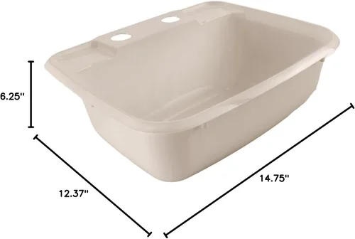Miniatura 6 de RecPro Lavabo de Baño Rectangular para RV Lavabo de Tazón Único Fregadero para Autocaravana Plástico (Marrón Arena)