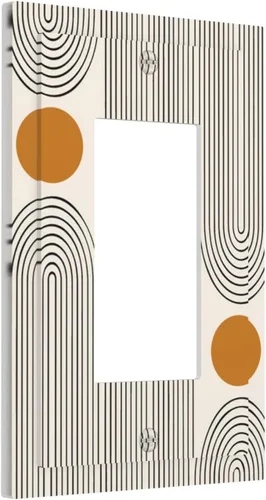 Placa Decorativa de Pared Beige Boho de Mediados de Siglo Sol Abstracto 1-Gang Retro Años 70 Arte Geométrico Moderno con Arco Eléctrico Interruptor