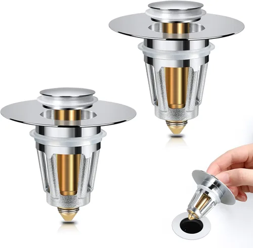 Miniatura 7 de Tapón Universal para Lavabo de Baño, para Núcleo de Bala Tipo Push de 1.1-1.5 Pulgadas, Filtro de Drenaje Pop Up de Lavabo, Convertidor de Bañera