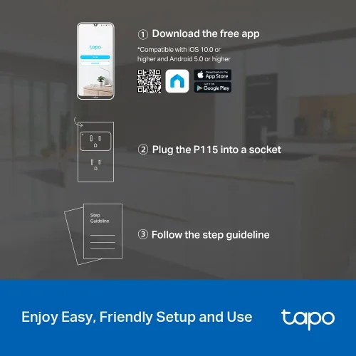 Miniatura 9 de TP-Link Tapo Enchufe inteligente Wi-Fi Mini, monitoreo de energía, compatible con Alexa y Google Home y Samsung SmartThings, temporizador, 15A/1800W