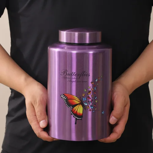 Miniatura 6 de Urnas para cenizas humanas adultas y mujeres de hasta 220 libras, urna de mariposa morada para cenizas de mamá con bolsa de terciopelo, urnas