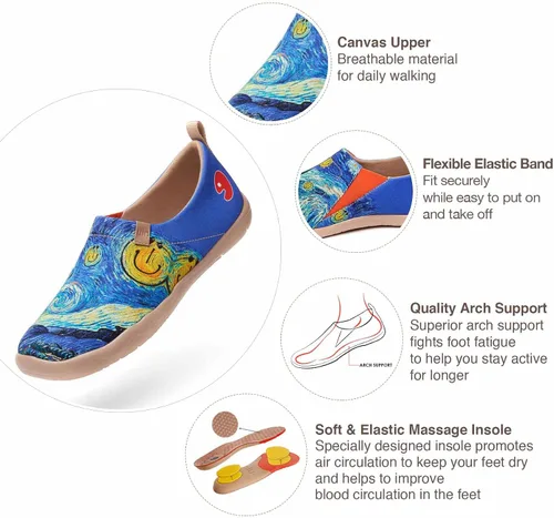 Miniatura 4 de UIN Zapatillas de lona para hombre, ligeras, planas, para caminar, informales, cómodas, pintadas, para viajes