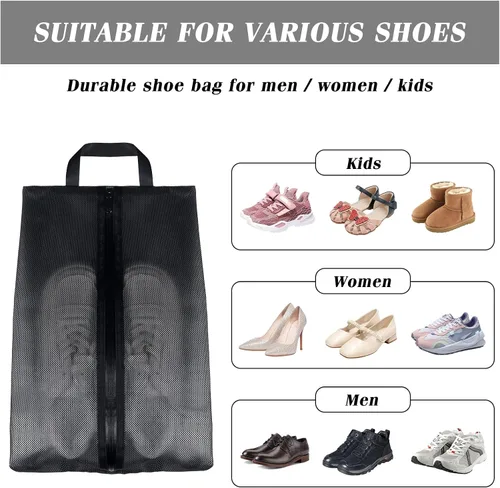 Miniatura 5 de Moyad Bolsa para zapatos de viaje para hombres y mujeres, paquete de 2 bolsas grandes XXL para zapatos con cremallera, organizador de zapatos, bolsa