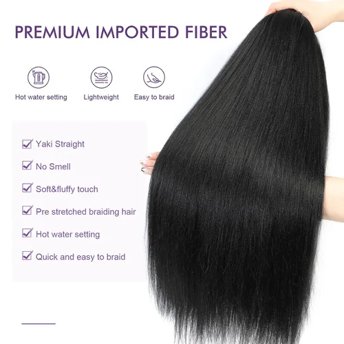 Miniatura 3 de Cabello trenzado preestirado - 12 pulgadas, 8 paquetes, cabello trenzado corto natural negro para trenzas torcidas o en caja, extensiones de cabello