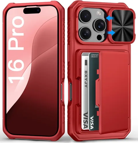 Miniatura 71 de BXYJY Funda tipo cartera para iPhone 15 Pro con tarjetero (4-5 tarjetas) y cubierta deslizante para cámara y soporte, protección contra caídas