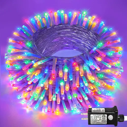 Miniatura 27 de Guirnalda de 120 luces LED rojas impermeables para exteriores, luces de Navidad rojas de 40 pies, 8 modos, cable transparente, guirnalda de luces