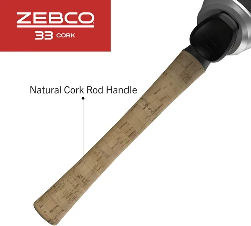 Miniatura 6 de Zebco 33 Combo de Carrete y Caña de Pescar con Corcho, Caña de Grafito con Mango de Corcho, Carrete de Pesca QuickSet Anti-Reversa con Alerta