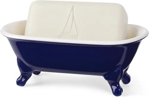 Miniatura 21 de Bañera decorativa en miniatura con patas de garra de cerámica de 6.5", jabonera para jabón en barra, soporte para esponja de cocina y bandeja