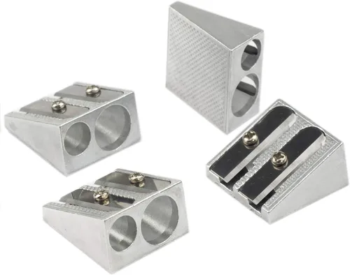 Miniatura 8 de Sacapuntas WEKOIL de metal con doble agujero manual de mano con estuche para recoger las virutas, sacapuntas manual a granel, 4 sacapuntas