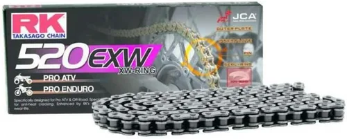 Miniatura 10 de RK Racing Chain 520EXW-66 (Serie 520) Cadena de acero de 66 eslabones de rendimiento extremo para todoterreno y ATV con anillo XW y eslabón