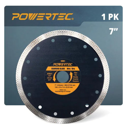 Miniatura 16 de POWERTEC Hojas de sierra de diamante de 4-1/2 pulgadas para amoladora angular, paquete de 5, borde de malla turbo súper fino para cortar porcelana